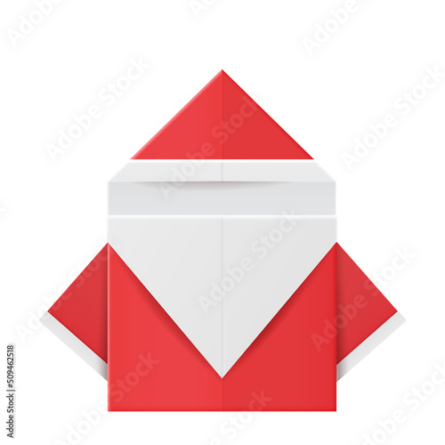 Paper Santa. Red origami Santa Claus ornament.