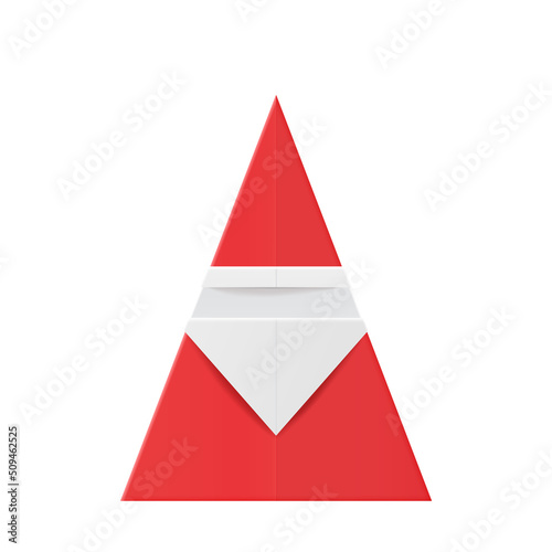 Geometric Paper Santa. Red origami Santa Claus ornament.