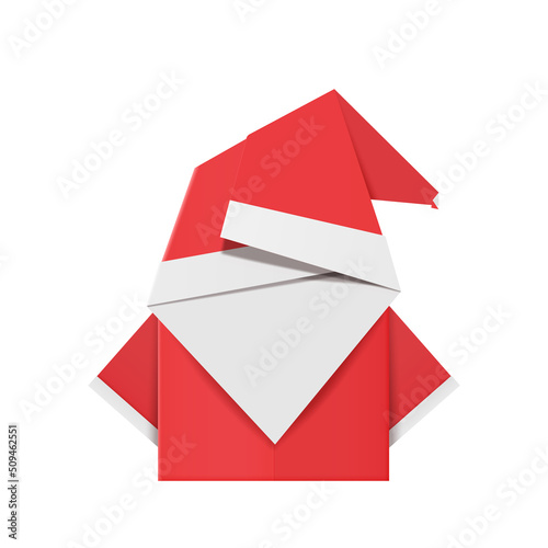 Paper Santa. Red origami Santa Claus ornament.