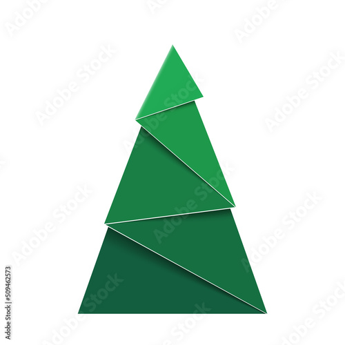 Paper Christmas Tree. Green origami fir ornament