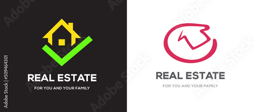 Set of Template signs for real estate agency or cottage town elite class. Real estate logo.