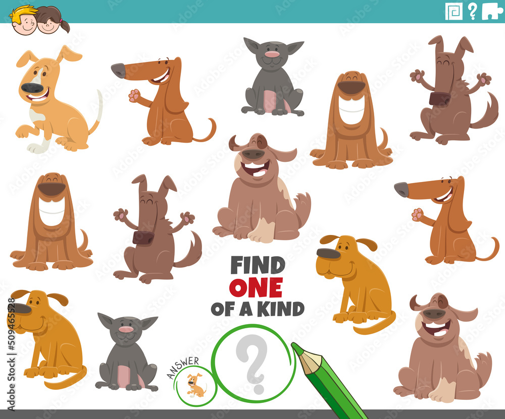 Obraz premium one of a kind game for children with cartoon dog characters