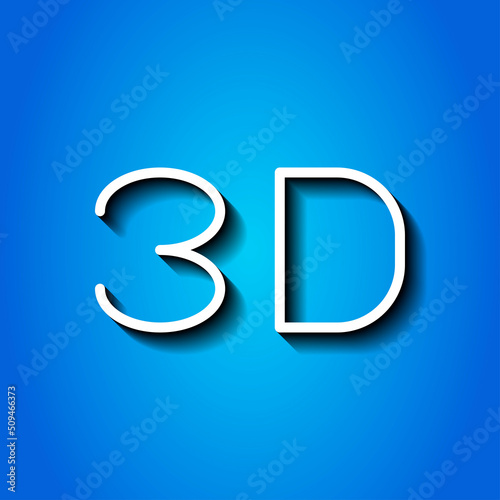 3D simple icon vector. Flat design. White icon with shadow on blue background