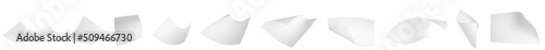 Many flying blank paper sheets on white background