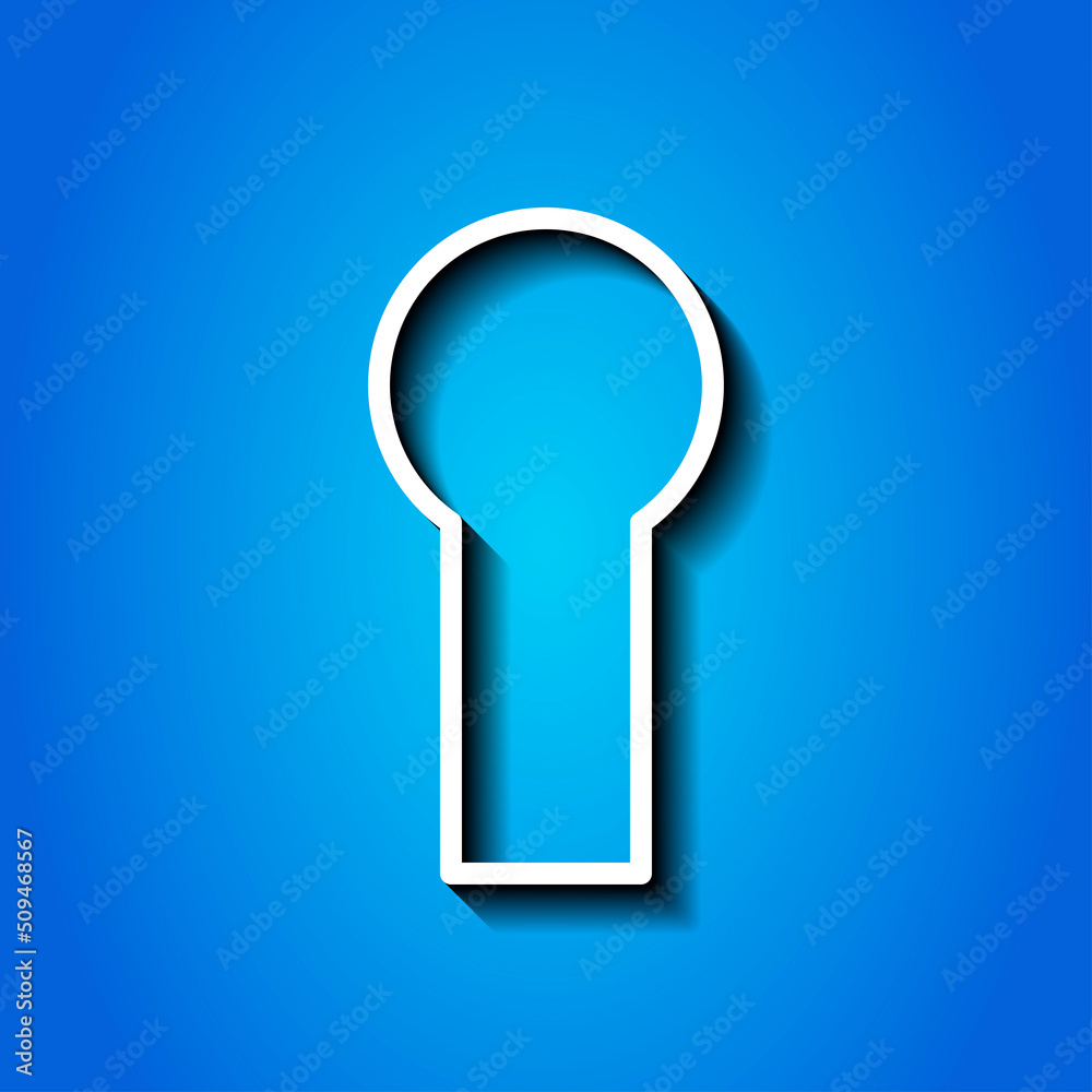 Keyhole simple icon, vector. Flat design. White icon with shadow on blue background Keyhole simple icon, vector. Flat design. White icon with shadow on blue background