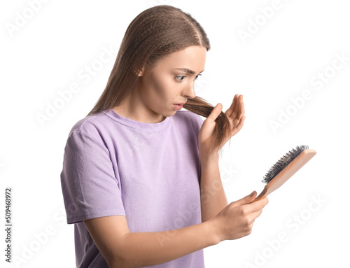 Stressed young woman with h...