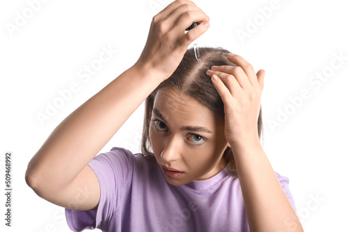Beautiful young woman using...