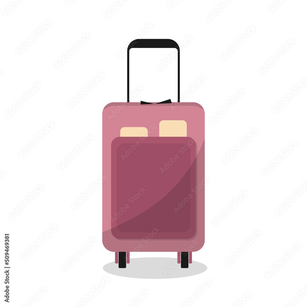 Cartoon luggage suitcase on wheels. Isolate on a white background. Vector illustration Cartoon luggage suitcase on wheels. Isolate on a white background. Vector illustration