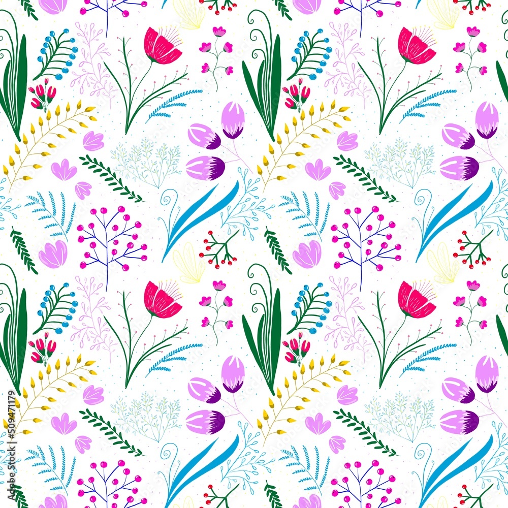 abstract floral background, seamless pattern with flowers