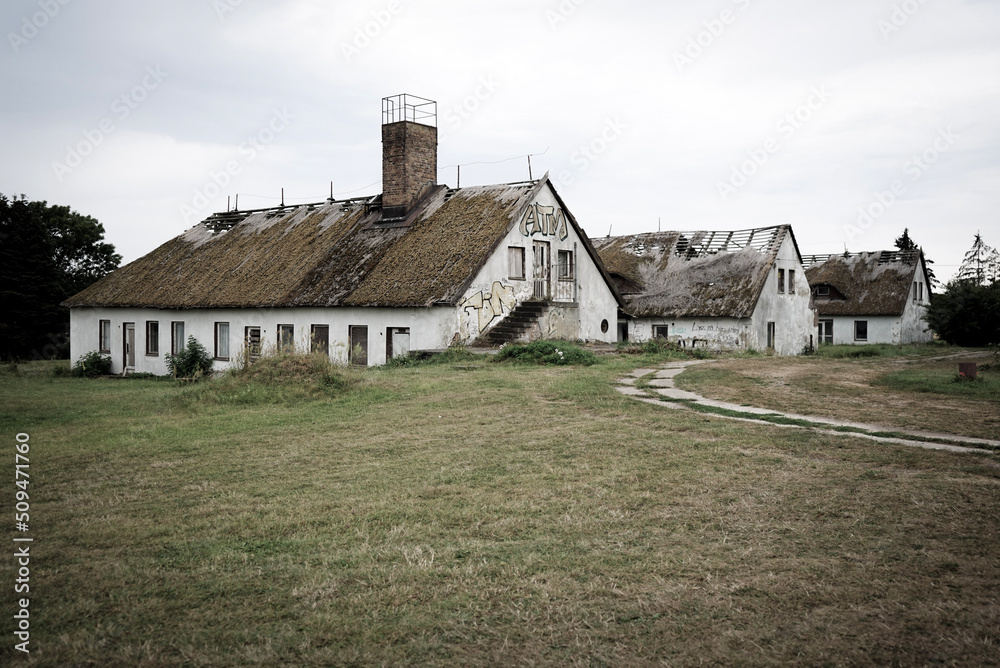 old dilapidated houses in Grabow on the island of Rügen, Germany