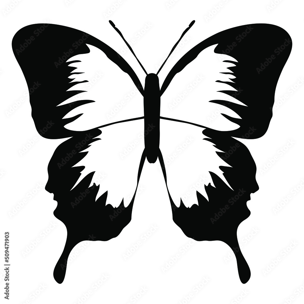 Vetor de Butterfly icon black and white vector illustration flying ...