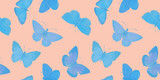 Seamless pattern Watercolor butterflies on a bright background. Botanical background of butterflies for design, wallpapers, wrapping paper, textiles.