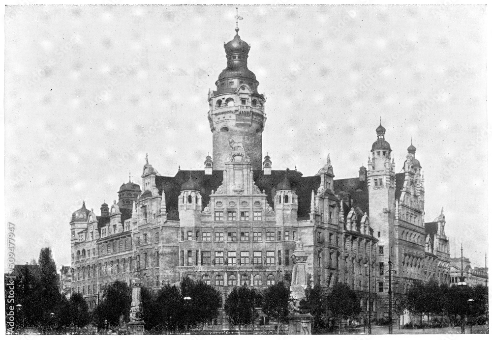 Leipzig New Town Hall (Neues Rathaus) by the architect Hugo Georg Licht. Publication of the book 