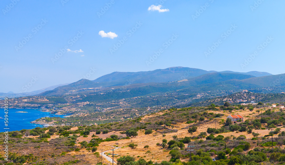 Summer landscape, coast of Greek island Zakynthos