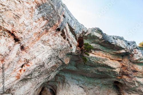 Coastal rocks of Zakynthos with caves, Greece