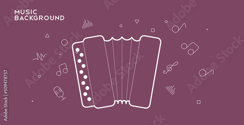 Accordion. Music Poster. Vector illustration. Minimalist, simple design. Cover, print, banner, flyer.