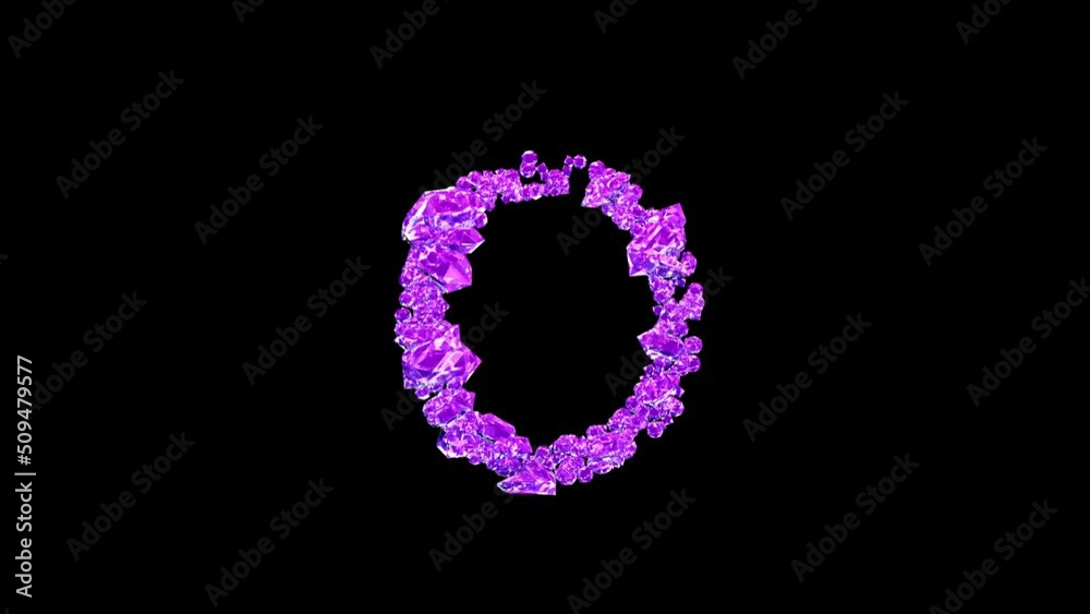 purple gems letter O with animated reflections on black, isolated - loop video purple gems letter O with animated reflections on black, isolated - loop video