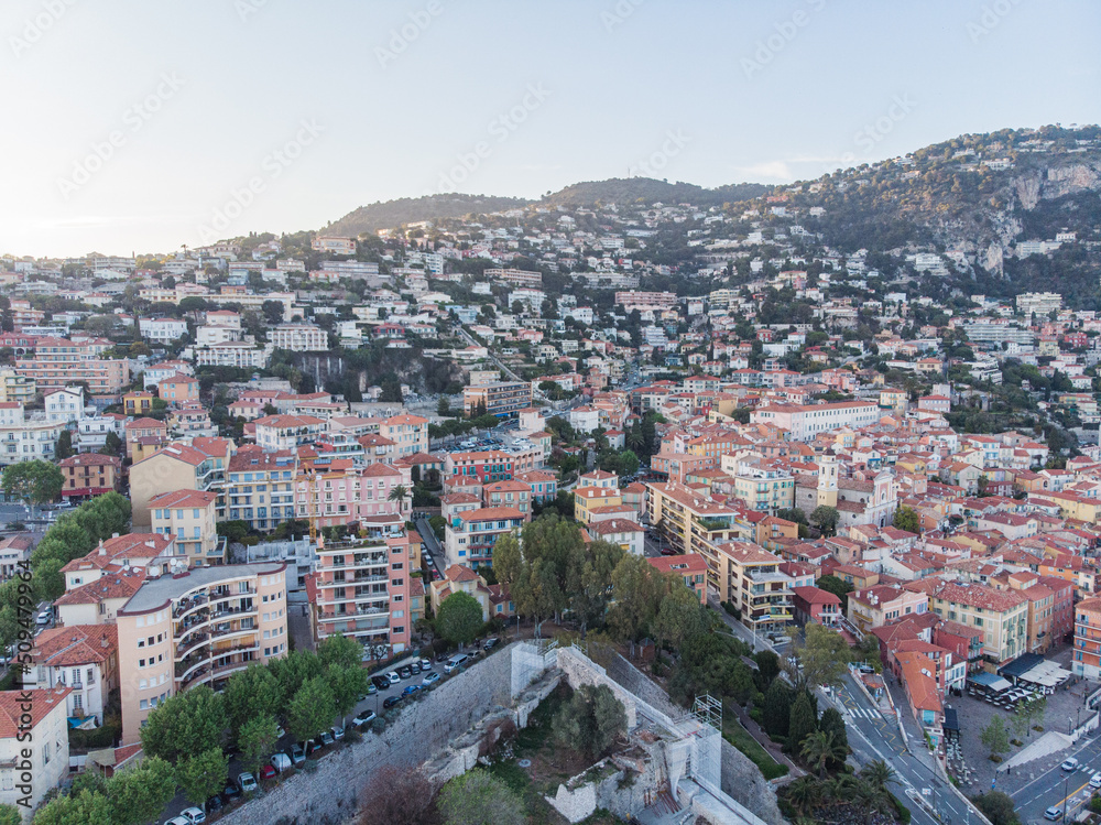 Drone French Riviera Aerial Nice France Villefranche-sur-mer Cote d'azur