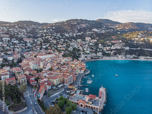 Photo Drone French Riviera Aerial Nice France Villefranche-sur-mer Cote d'azur