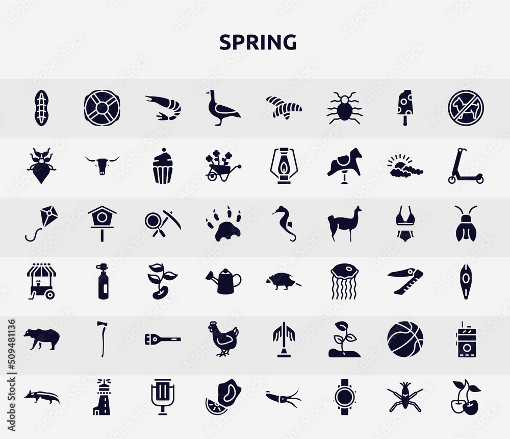 spring filled icons set. glyph icons such as plankton, goose, leaf insect, geology, porcupine, axe, hen, basketball ball, mussel icon. spring filled icons set. glyph icons such as plankton, goose, leaf insect, geology, porcupine, axe, hen, basketball ball, mussel icon.