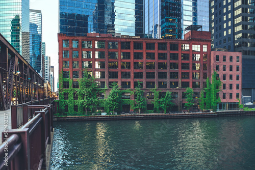 ivy covered building as seen from a bridge over the river (ID: 509482127)