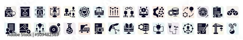 general filled icons set. glyph icons such as food delivery, ar game, core values, digital economy, implementation, add photos, inflate tire, credit history, biomass energy icon.