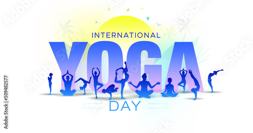 21 june, international yoga day concept. Vector illustration