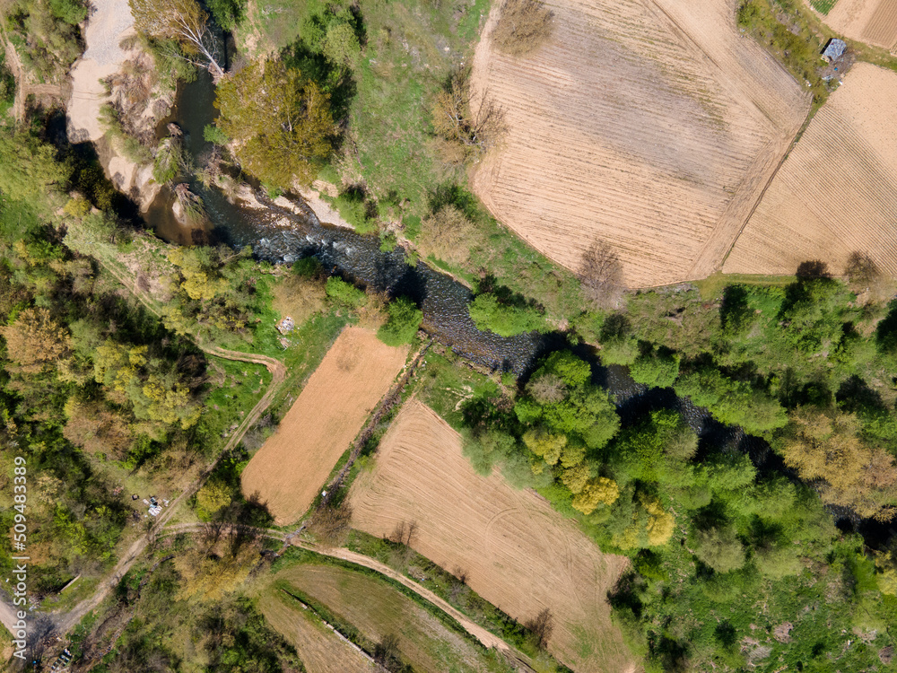 Aerial view of Strumeshnitsa river, Bulgaria Aerial view of Strumeshnitsa river, Bulgaria