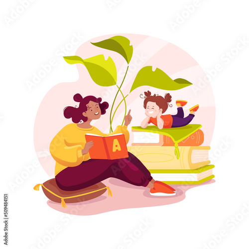 Listen to reading aloud isolated cartoon vector illustration.