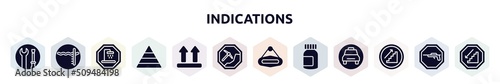 indications filled icons set. glyph icons such as wrench and screwdriver, pool depth, shower place, pyramidal structure, lift, mining work zone, hanging, pills jar, upstairs icon.