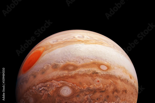 Fototapeta Naklejka Na Ścianę i Meble -  Planet Jupiter, on a dark background. Elements of this image furnished by NASA