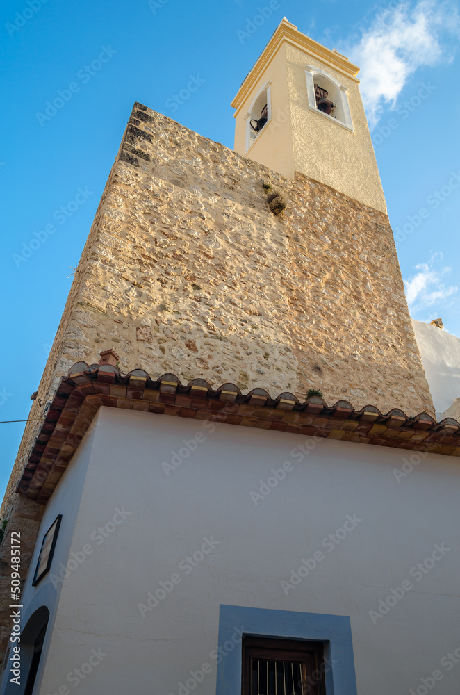 Church in the historic center of the Mediterranean town of Calpe, Spain