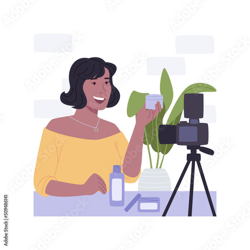 Cosmetics review isolated cartoon vector illustrations.