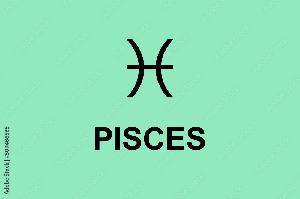 Obraz premium Pisces Zodiac Sign With Seafoam Green Background