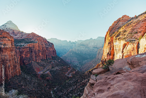 Overlook at Zion National Park at sunset
