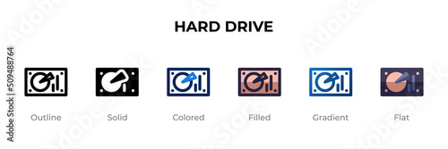 Hard Drive icon in different style. Hard Drive vector icons designed in outline, solid, colored, filled, gradient, and flat style. Symbol, logo illustration. Vector illustration