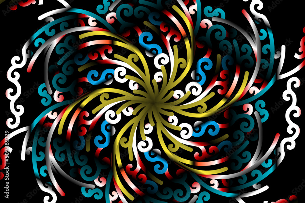 colourful caleidoscope gradient flower art pattern of indonesian culture traditional tenun batik ethnic dayak ornament for wallpaper ads background colourful caleidoscope gradient flower art pattern of indonesian culture traditional tenun batik ethnic dayak ornament for wallpaper ads background
