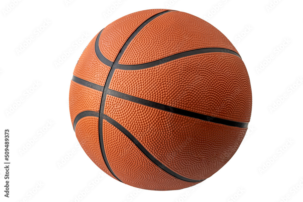 Team sports backgrounds, basketball championship picture and athletics tournament clipart concept with PNG photo of orange ball isolated on transparent background with clipping path cutout