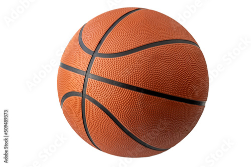 Team sports backgrounds, basketball championship picture and athletics tournament clipart concept with PNG photo of orange ball isolated on transparent background with clipping path cutout © Victor Moussa