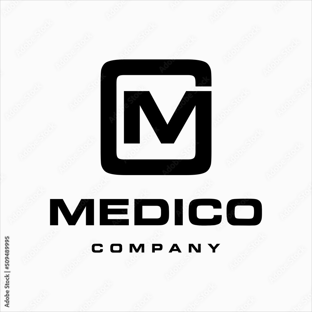 initial M letter with square shape logo design template vector initial M letter with square shape logo design template vector