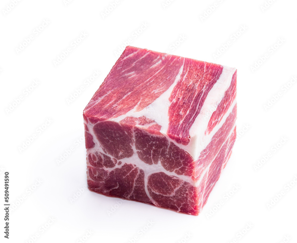 Piece of meat cubic shape concept of routinely eaten food