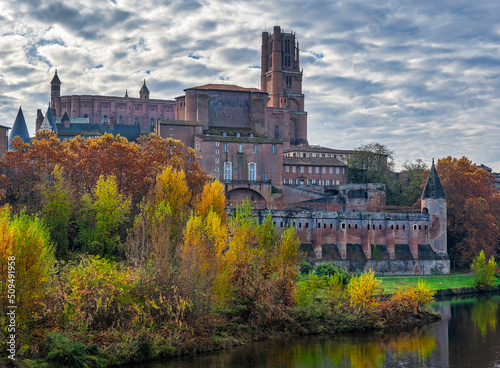 The cathedral and the palace from across the river Tarn, Albi, France