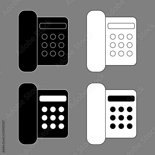 Stationary telephone phone black white outline icon