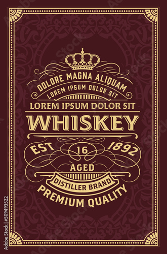 Whiskey label with old frames