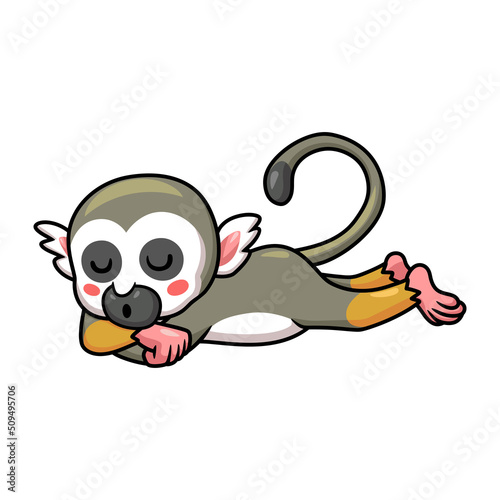 Cute little squirrel monkey cartoon sleeping