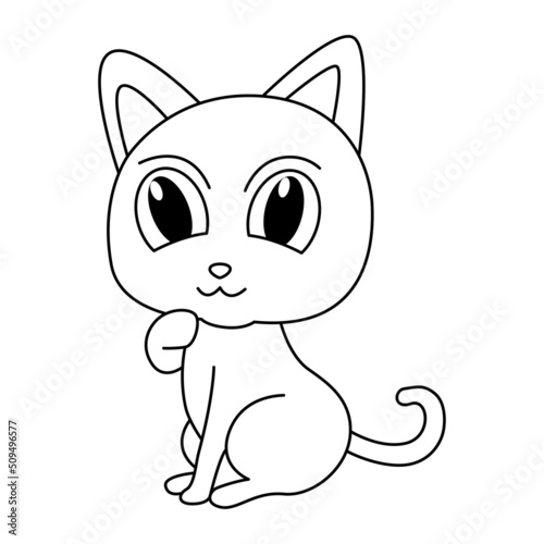Cute cat cartoon coloring page illustration vector. For kids coloring book.