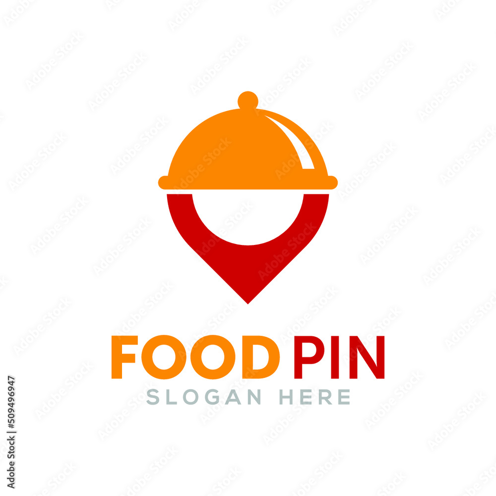 food pin logo design template. food and pin, point and locator logo concept food pin logo design template. food and pin, point and locator logo concept