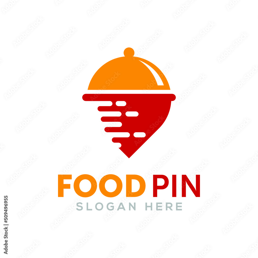 food pin logo design template. food and pin, point and locator logo concept food pin logo design template. food and pin, point and locator logo concept