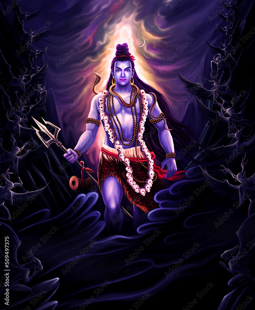 Lord Shiva (Hindu God) appearing from Himalaya Stock Illustration ...