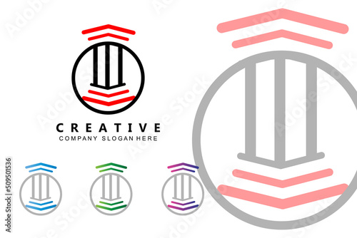 Building column pillar logo design, building structure vector illustration